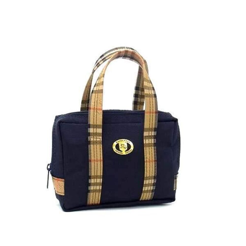 Burberrys Canvas Handbag Tote Clutch Multi Case Navy Blue